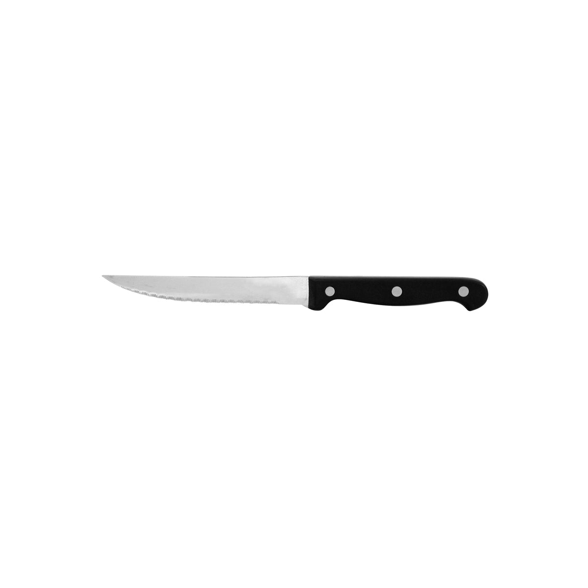 19895 Steak Knife Point Tip, Black Riveted Handle 230mm Leisure Coast Hospitality & Packaging