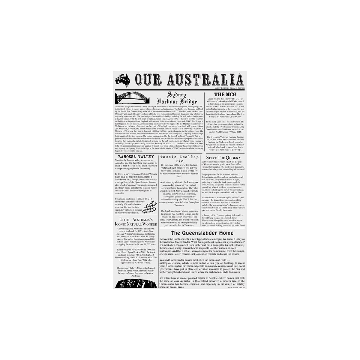 74202-TR Newsprint Greaseproof Paper 190x310mm Leisure Coast Hospitality & Packaging