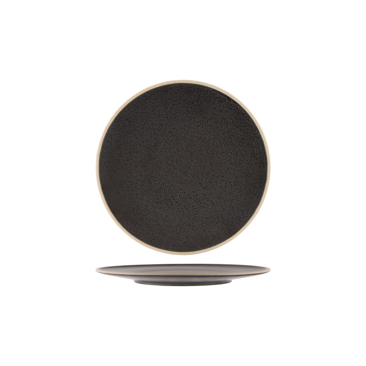 908710 Speckle Black Round Plate 257x24mm Leisure Coast Hospitality And Packaging