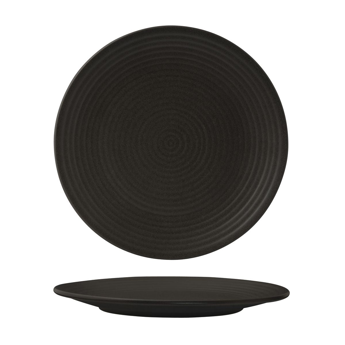 90971 Zuma Charcoal Round Plate Ribbed 265mm Leisure Coast Hospitality & Packaging