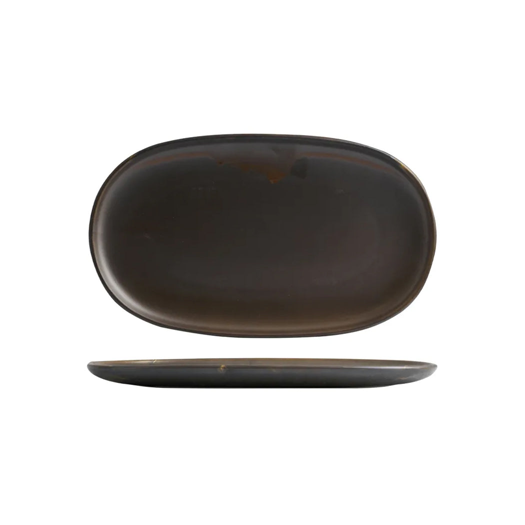 926646 Moda Porcelain Rust Oval Coupe Plate 405x245mm Leisure Coast Hospitality and Packaging
