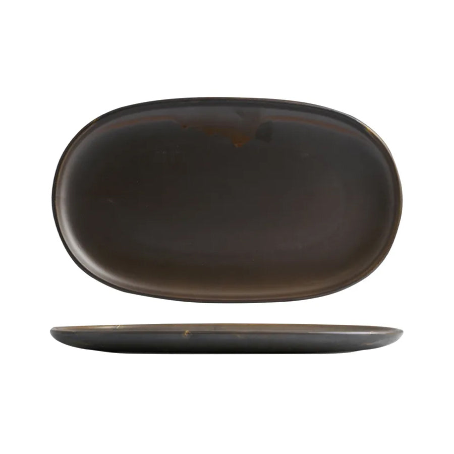 926646 Moda Porcelain Rust Oval Coupe Plate 405x245mm Leisure Coast Hospitality and Packaging