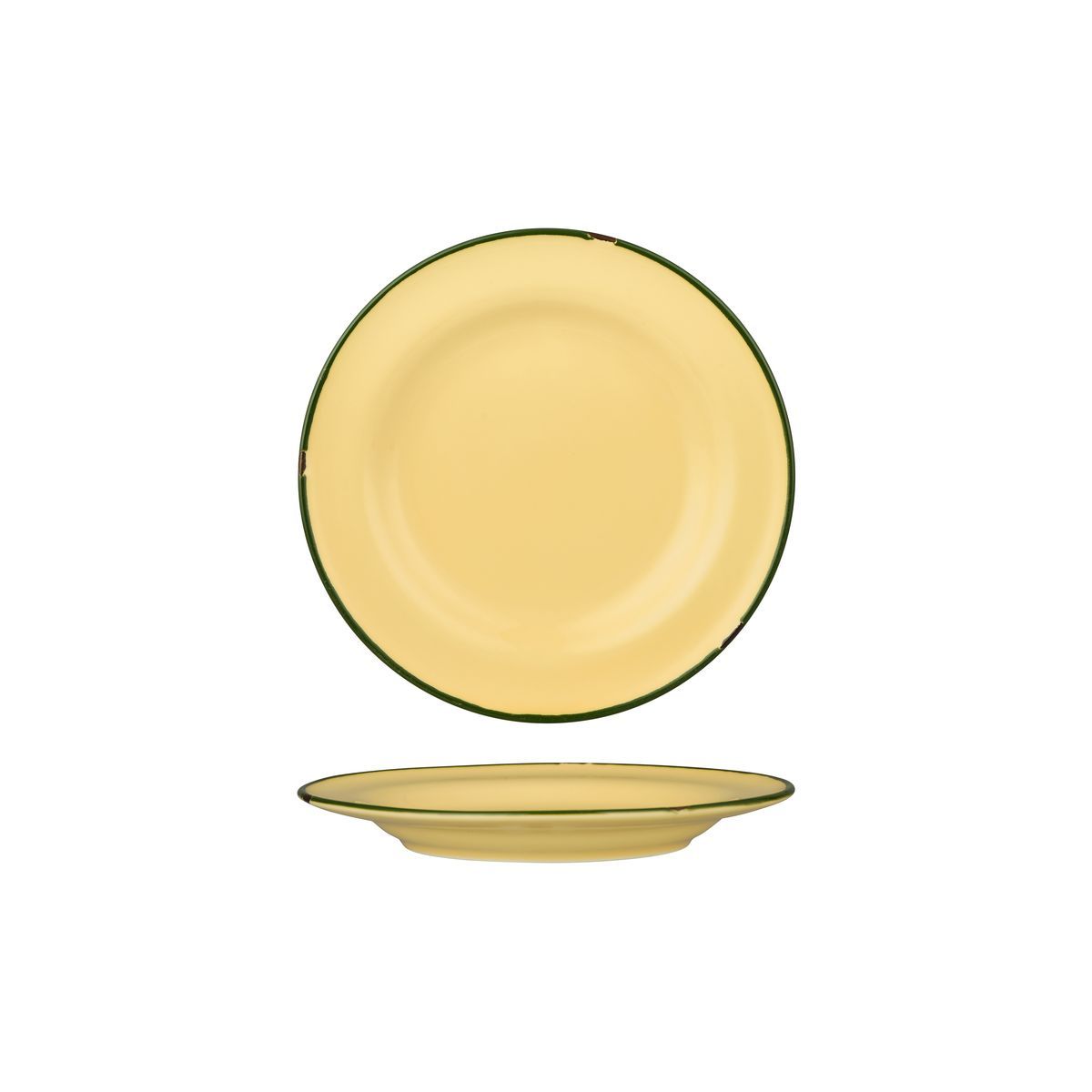 94108-SG Luzerne TinTin Sand / Green Round Plate Wide Rim 210mm Leisure Coast Hospitality & Packaging
