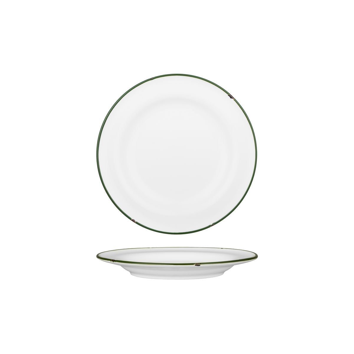 94108-WG Luzerne TinTin White / Green Round Plate Wide Rim 210mm Leisure Coast Hospitality & Packaging