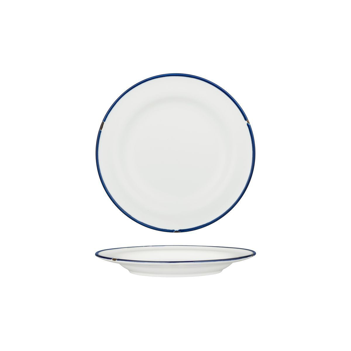 94108-WN Luzerne TinTin White / Navy Round Plate Wide Rim 210mm Leisure Coast Hospitality & Packaging