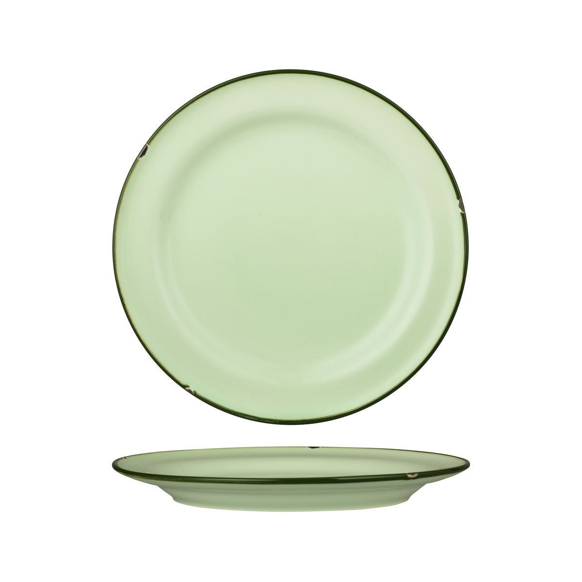 94111-GG Luzerne TinTin Green / Green Round Plate Wide Rim 270mm Leisure Coast Hospitality & Packaging