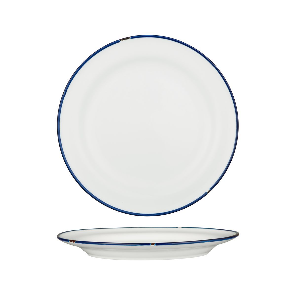 94111-WN Luzerne TinTin White / Navy Round Plate Wide Rim 270mm Leisure Coast Hospitality & Packaging