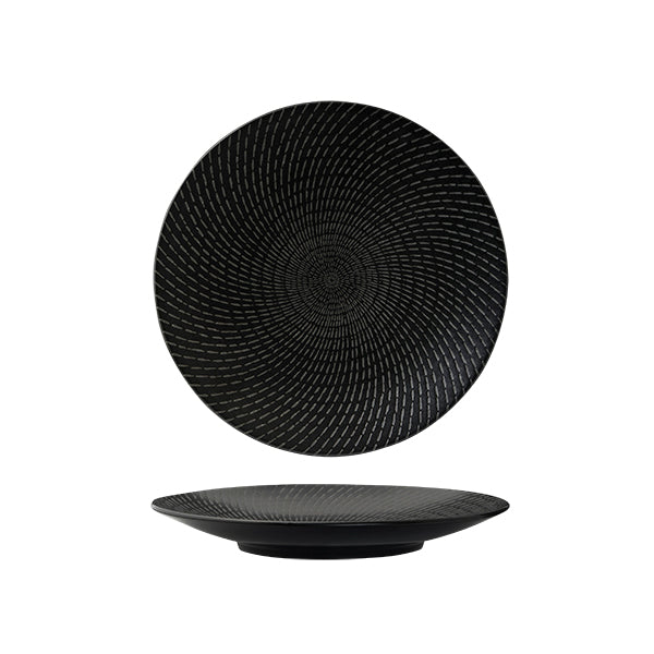94909-BK Luzerne Zen Black Swirl Round Coupe Plate 255mm Leisure Coast Hospitality & Packaging
