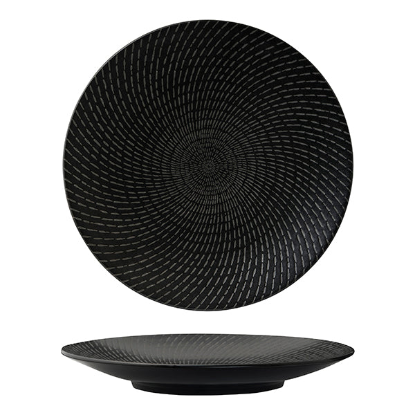 94912-BK Luzerne Zen Black Swirl Round Coupe Plate 310mm Leisure Coast Hospitality & Packaging
