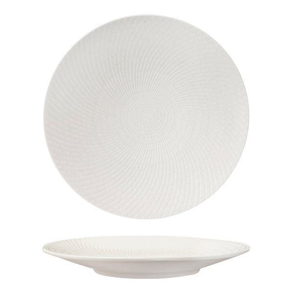 94912-W Luzerne Zen White Swirl Round Coupe Plate 310mm Leisure Coast Hospitality & Packaging