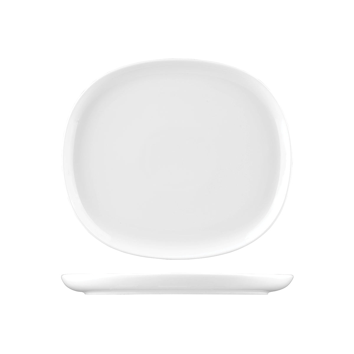 955128 Sango Hospitality Ora White Oval Coupe Plate 285x250mm Leisure Coast Hospitality & Packaging