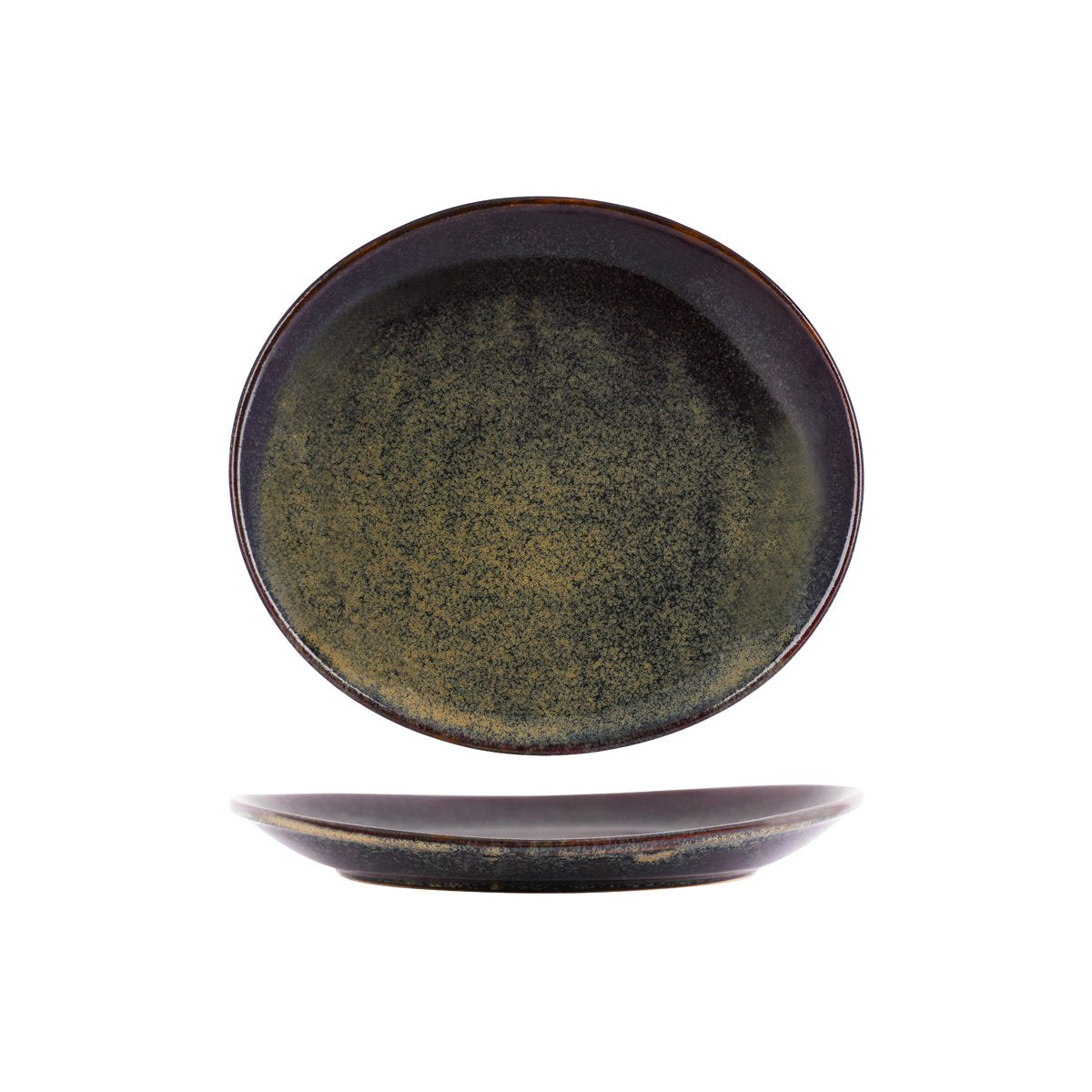 98820 Reactive Brown Oval Plate 210x190x26mm Leisure Coast Hospitality And Packaging