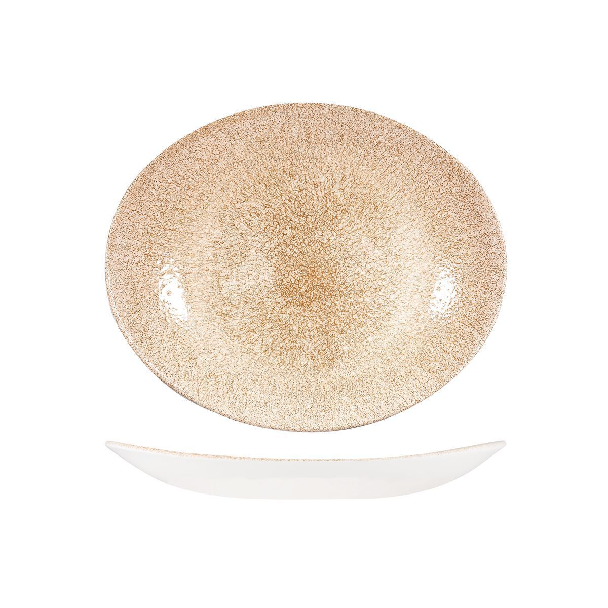 9976227-O Studio Prints Raku Garnet Orange Oval Coupe Plate 270x229mm Leisure Coast Hospitality & Packaging