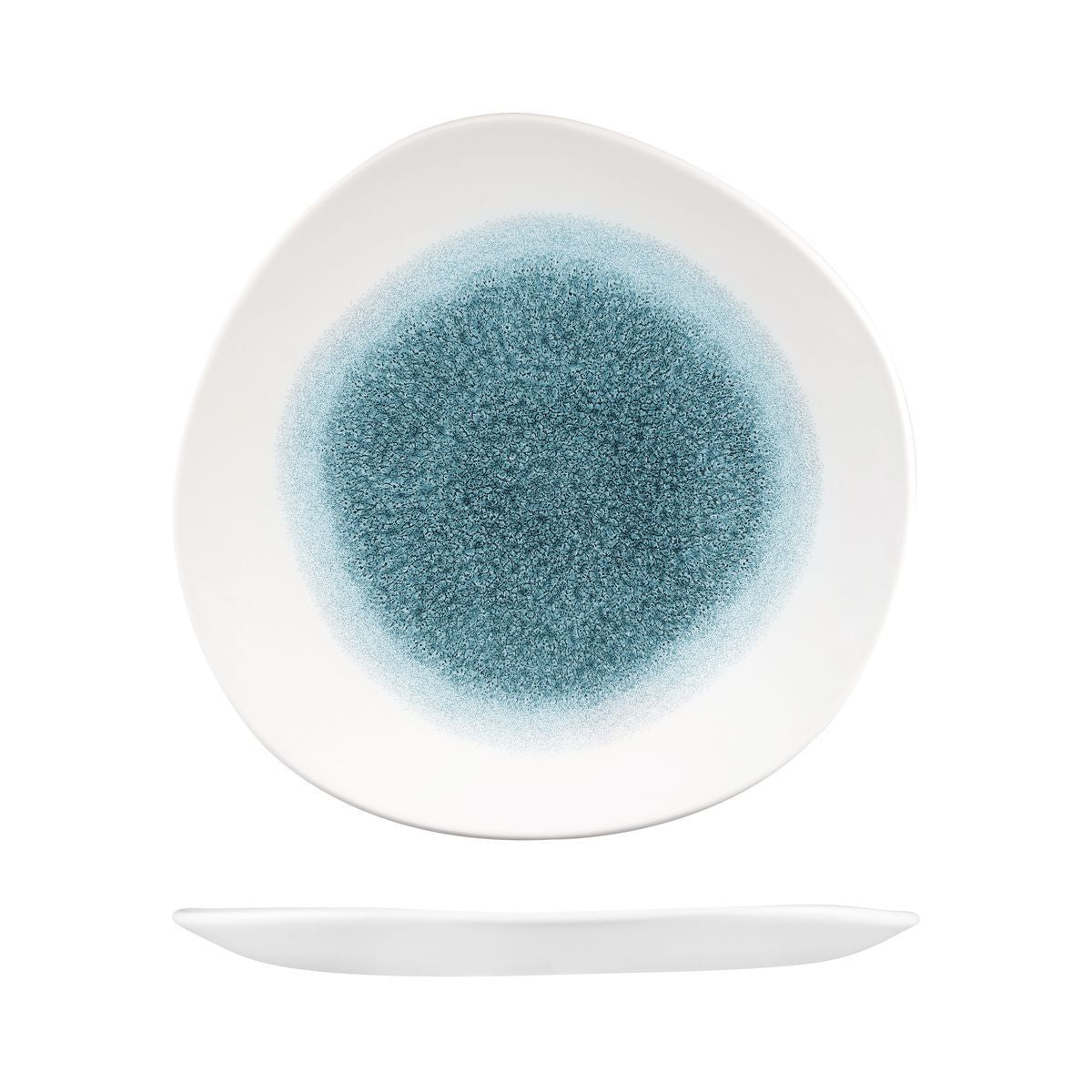 9979126-TB Studio Prints Raku Topaz Blue Round Organic Plate 264mm Leisure Coast Hospitality & Packaging