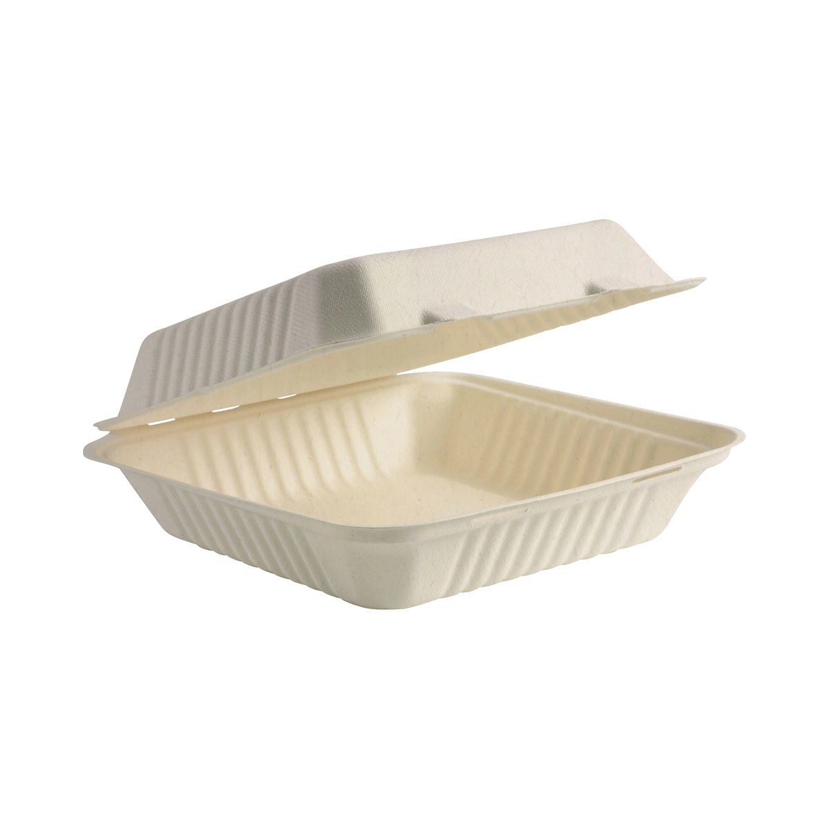B-HL-91-N BioCane Clamshells BioCane Large Dinner Clamshell Natural 229x229x81mm Leisure Coast Hospitality & Packaging Supplies