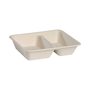 B-LB-2C-N BioCane Compartment Containers & Lids Natural BioCane 2 Compartment Container 240x180x50mm Leisure Coast Hospitality & Packaging Supplies