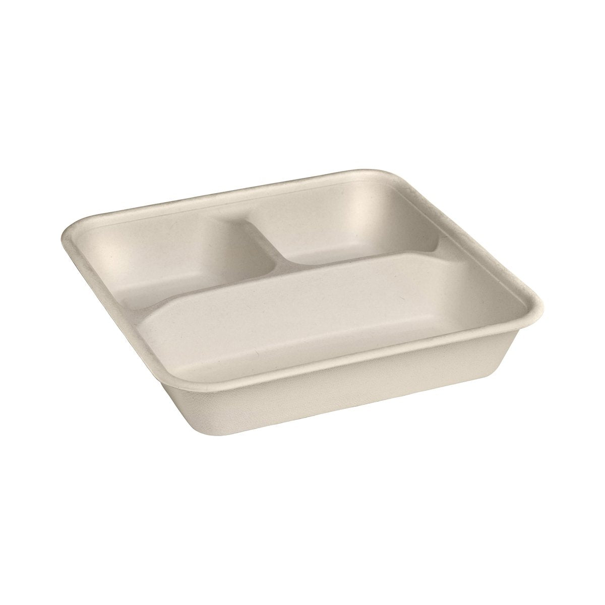 B-LB-3C-N-LARGE BioCane Compartment Containers & Lids Natural BioCane 3 Compartment Large Container 232x232x46mm Leisure Coast Hospitality & Packaging Supplies