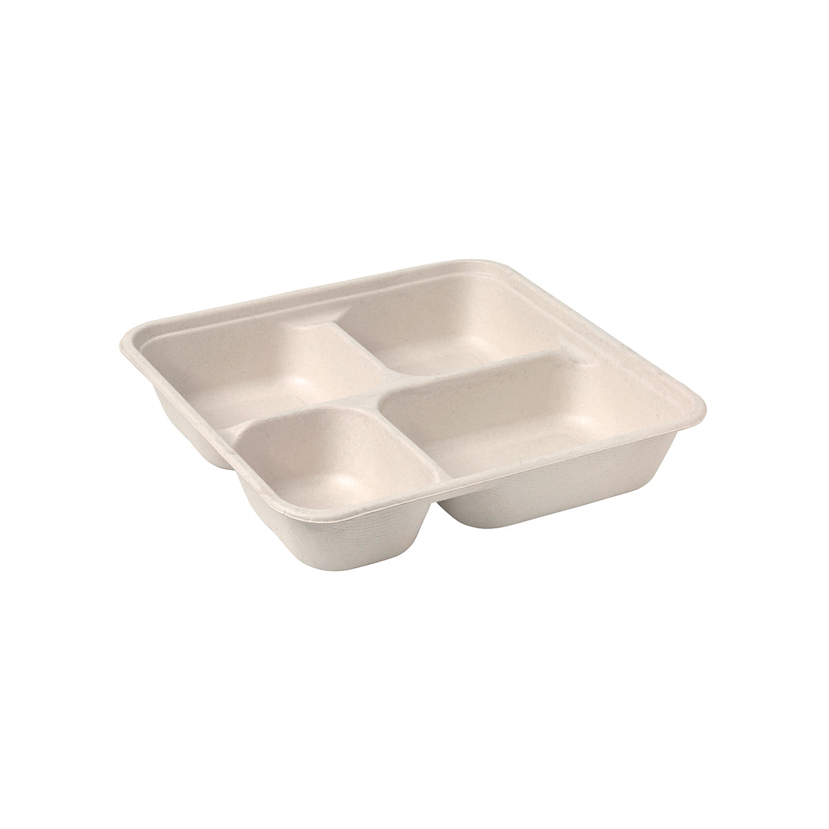 B-LB-4C-N-LARGE Natural BioCane 4 Compartment Large Container 231x231x45mm Leisure Coast Hospitality & Packaging Supplies