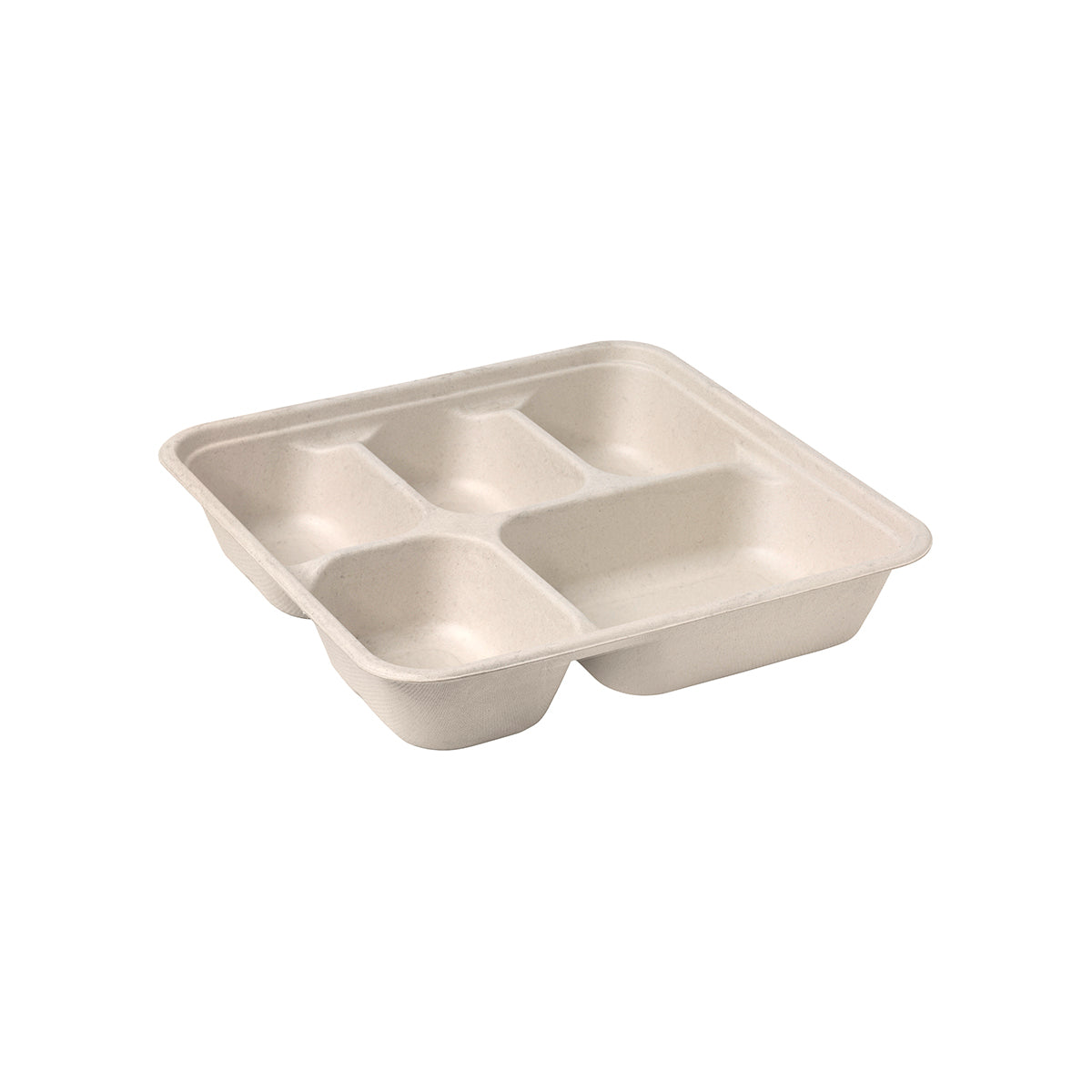 B-LB-5C-N-LARGE Natural BioCane 5 Compartment Large Container 231x231x45mm Leisure Coast Hospitality & Packaging Supplies