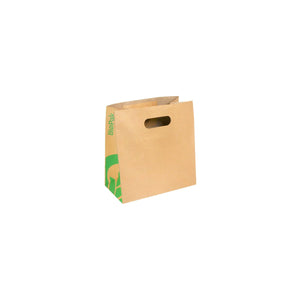 BAG-TA-D-SMALL BioBag Kraft Paper Carry Bag with Die Cut Handles Small 270x280x145mm Leisure Coast Hospitality & Packaging Supplies