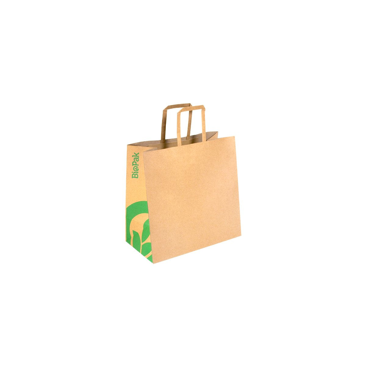 BAG-TA-F-SMALL BioBag Kraft Paper Carry Bag with Flat Handles Small 280x275x150mm Leisure Coast Hospitality & Packaging Supplies
