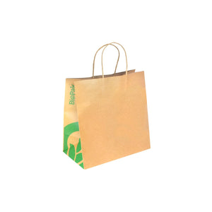 BAG-TA-T-LARGE BioBag Kraft Paper Carry Bag with Twist Handles Large 300x305x170mm Leisure Coast Hospitality & Packaging Supplies