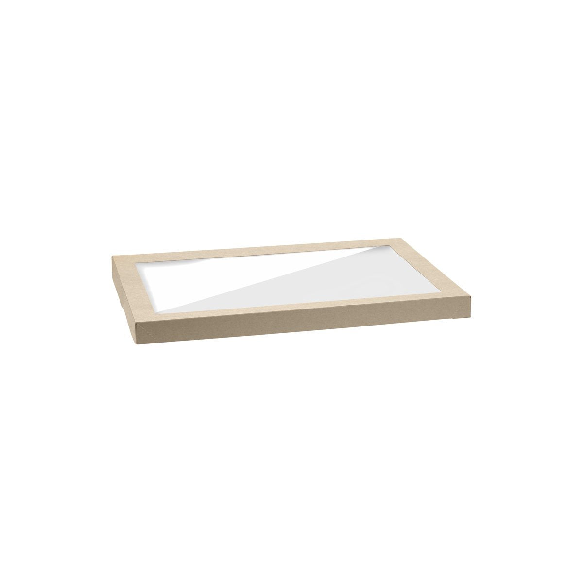 BB-CBWL-L Budget BioBoard Catering Tray Large Lid with PLA Window 558x252x30mm Leisure Coast Hospitality & Packaging Supplies