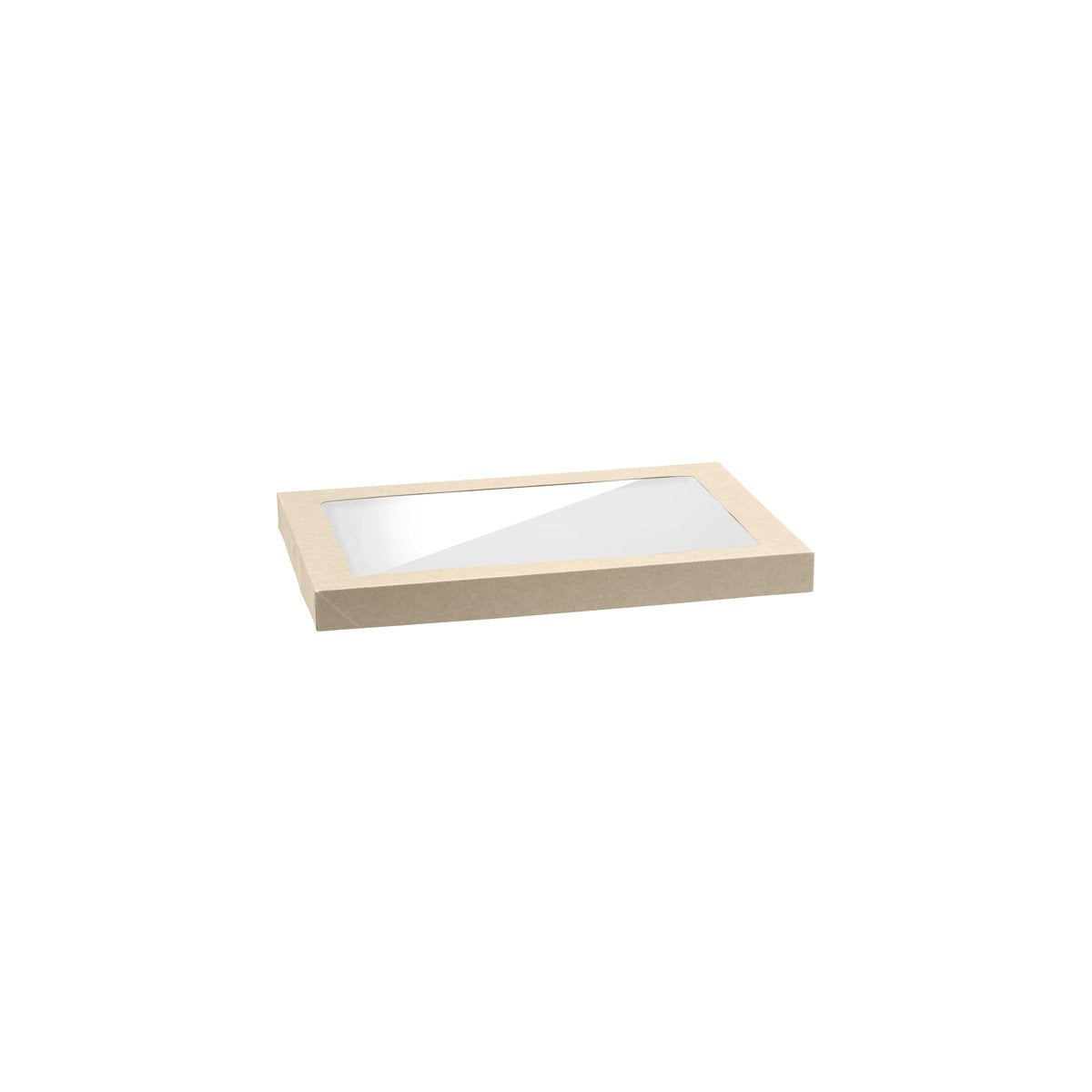 BB-CBWL-M Budget BioBoard Catering Tray Medium Lid with PLA Window 225x225x30mm Leisure Coast Hospitality & Packaging Supplies