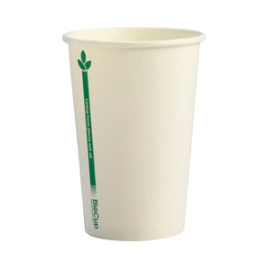 BC-10-GL BioCup Single Wall White Green Line White With Green Line 10oz Leisure Coast Hospitality & Packaging Supplies
