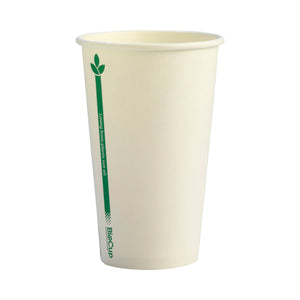 BC-12(80)-GL BioCup Single Wall White Green Line White With Green Line 12oz /80mm Leisure Coast Hospitality & Packaging Supplies