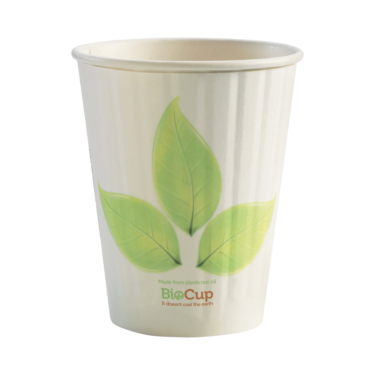 BC-12DW BioCup Double Wall Leaf White With Green Leaf 12oz Leisure Coast Hospitality & Packaging Supplies