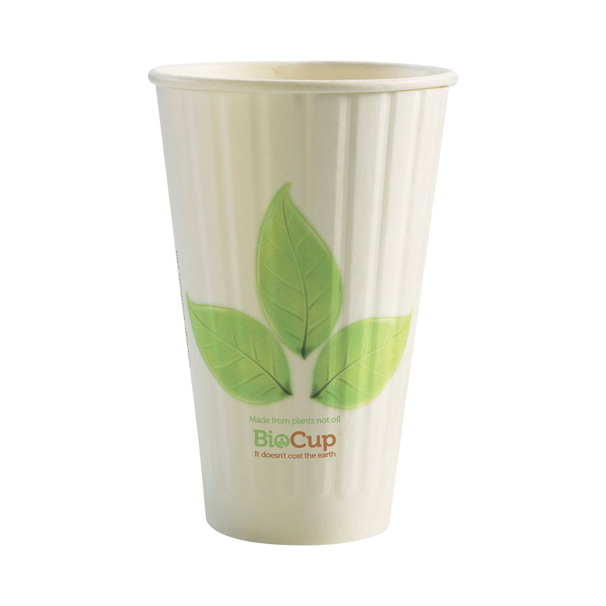 BC-16DW BioCup Double Wall Leaf White With Green Leaf 16oz Leisure Coast Hospitality & Packaging Supplies