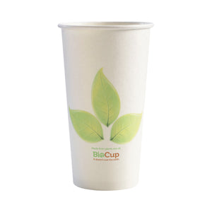BC-16 BioCup Single Wall Leaf White With Green Leaf 16oz Leisure Coast Hospitality & Packaging Supplies