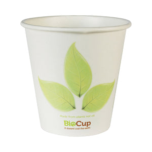BC-6 BioCup Single Wall Leaf White With Green Leaf 6oz Leisure Coast Hospitality & Packaging Supplies