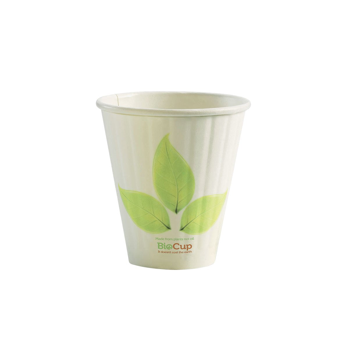 BC-8DW(90) BioCup Double Wall Leaf White With Green Leaf 8oz / 90mm Leisure Coast Hospitality & Packaging Supplies