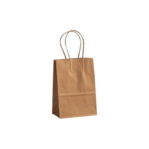 Recycled Kraft Paper Carry Bag Twisted Paper Handles 200x140x80mm