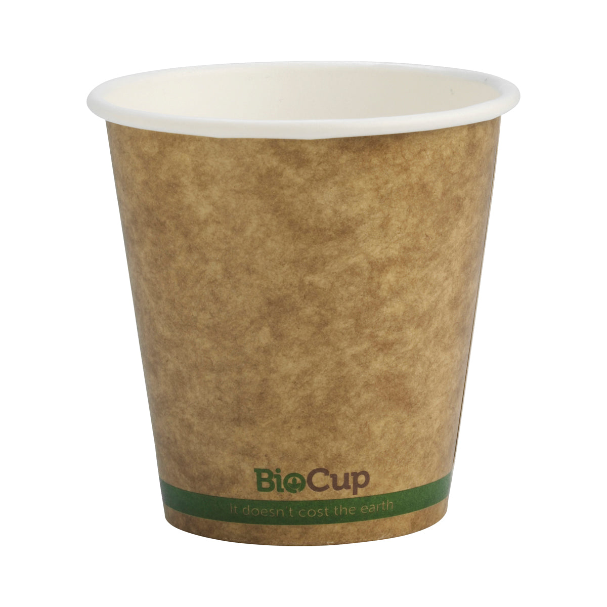BCK-6-GS BioCup Single Wall Kraft Green Stripe Kraft With Green stripe 6oz Leisure Coast Hospitality & Packaging Supplies