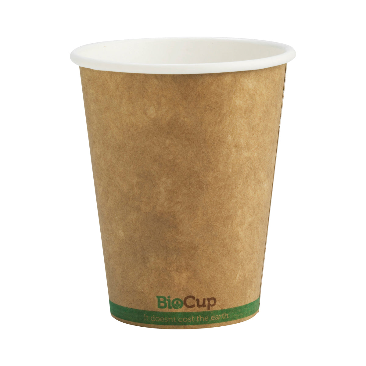BCK-8-GS BioCup Single Wall Kraft Green Stripe Kraft With Green stripe 8oz Leisure Coast Hospitality & Packaging Supplies