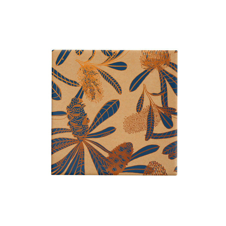 BW23 BAK NC Banksia Navy Copper on Kraft Wrap Leisure Coast Hospitality & Packaging Supplies