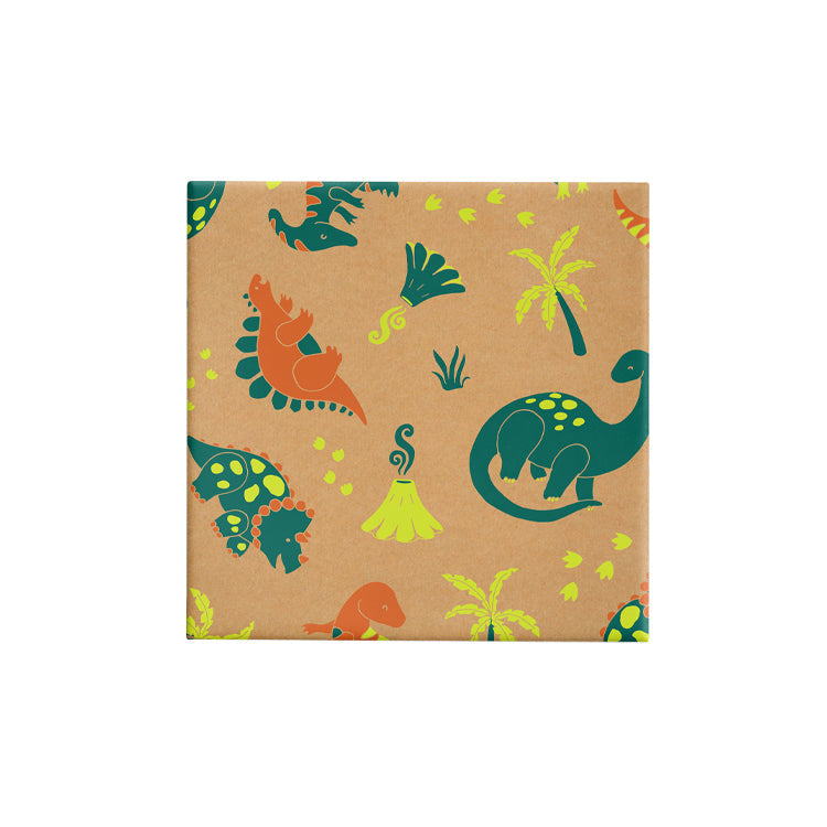 BW23 DK GO Dinos Dark Green on Kraft Wrap Leisure Coast Hospitality & Packaging Supplies