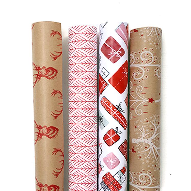 BWC X02 Christmas Red & Kraft Gift Wrap Leisure Coast Hospitality & Packaging Supplies