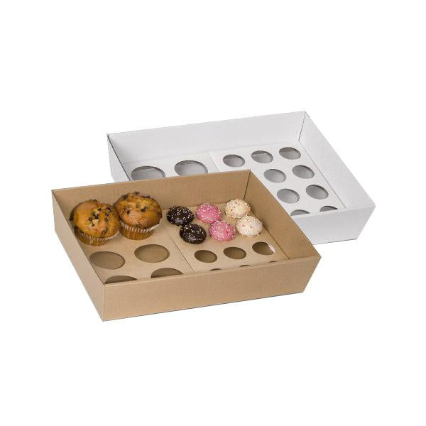 CIS12, Greenmark, Cupcake Insert 12 Hole Kraft / White Leisure Coast Hospitality and Packaging
