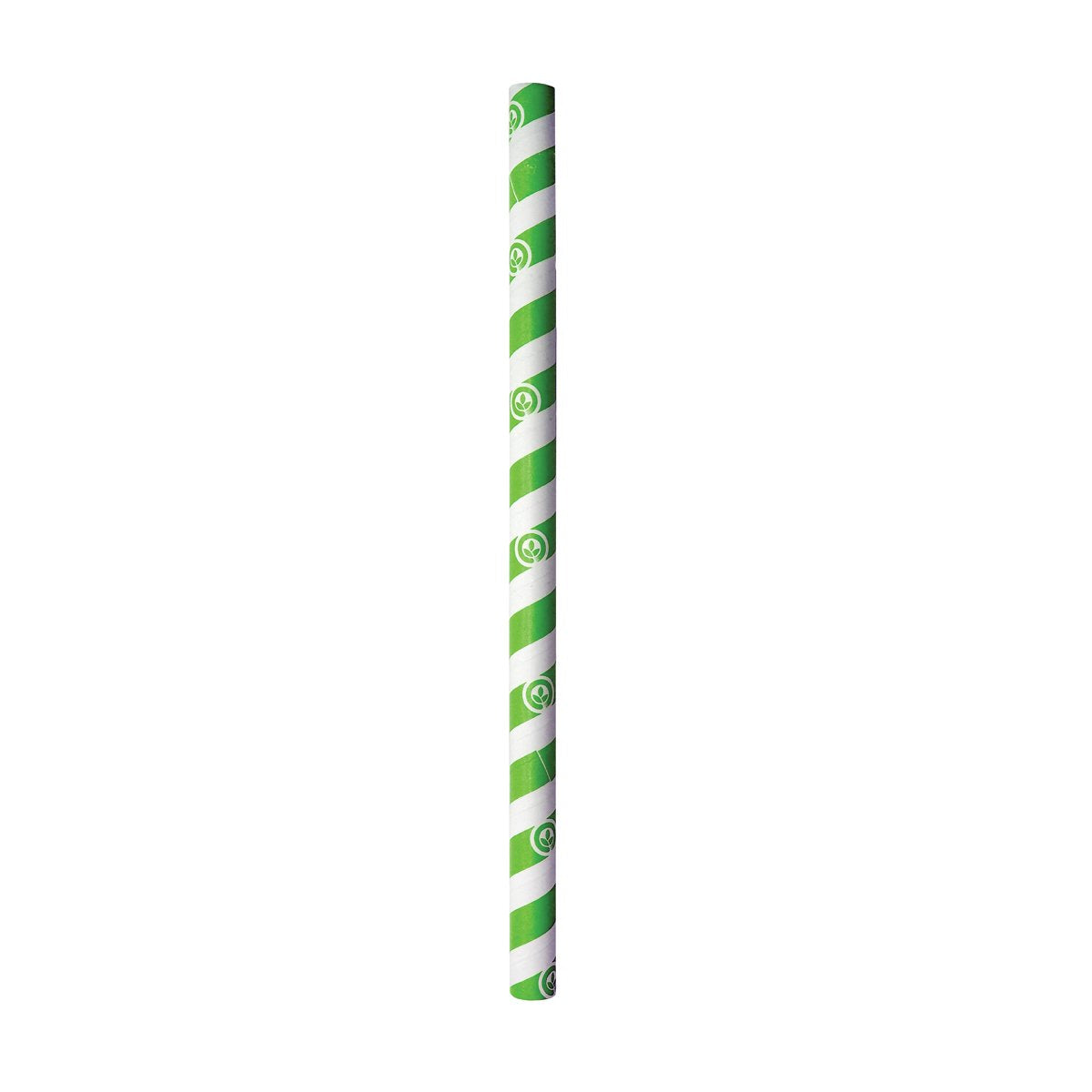 JP-PBS-10x197-GS Biostraw Jumbo Straws Green & White stripe 10x197mm Leisure Coast Hospitality & Packaging Supplies