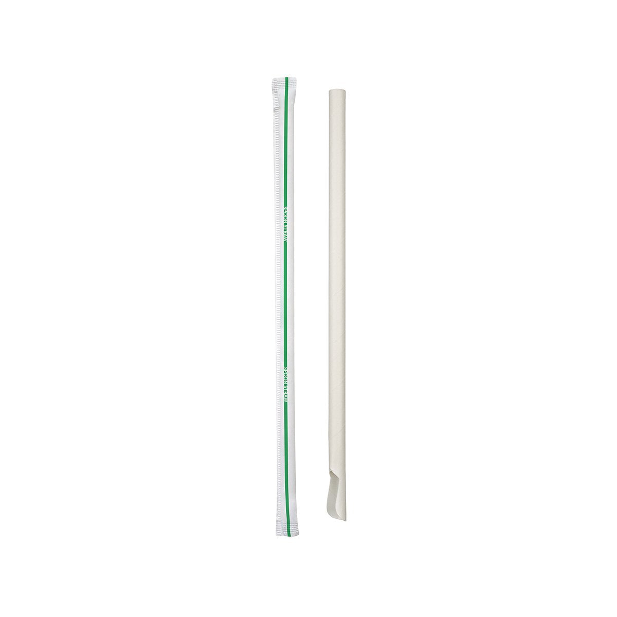 JP-PBS-8X210-SPOON-IW BioStraw Spoon Straws Individually Wrapped White 6x197mm Leisure Coast Hospitality & Packaging Supplies