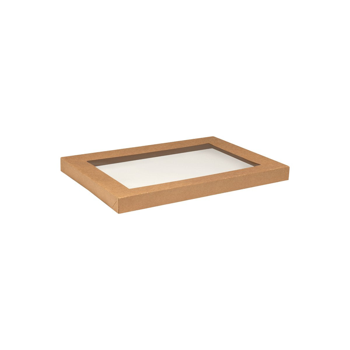 KCTLM, Greenmark, Medium Rectangular Catering Lid with Window Kraft / Clear PET Leisure Coast Hospitality and Packaging