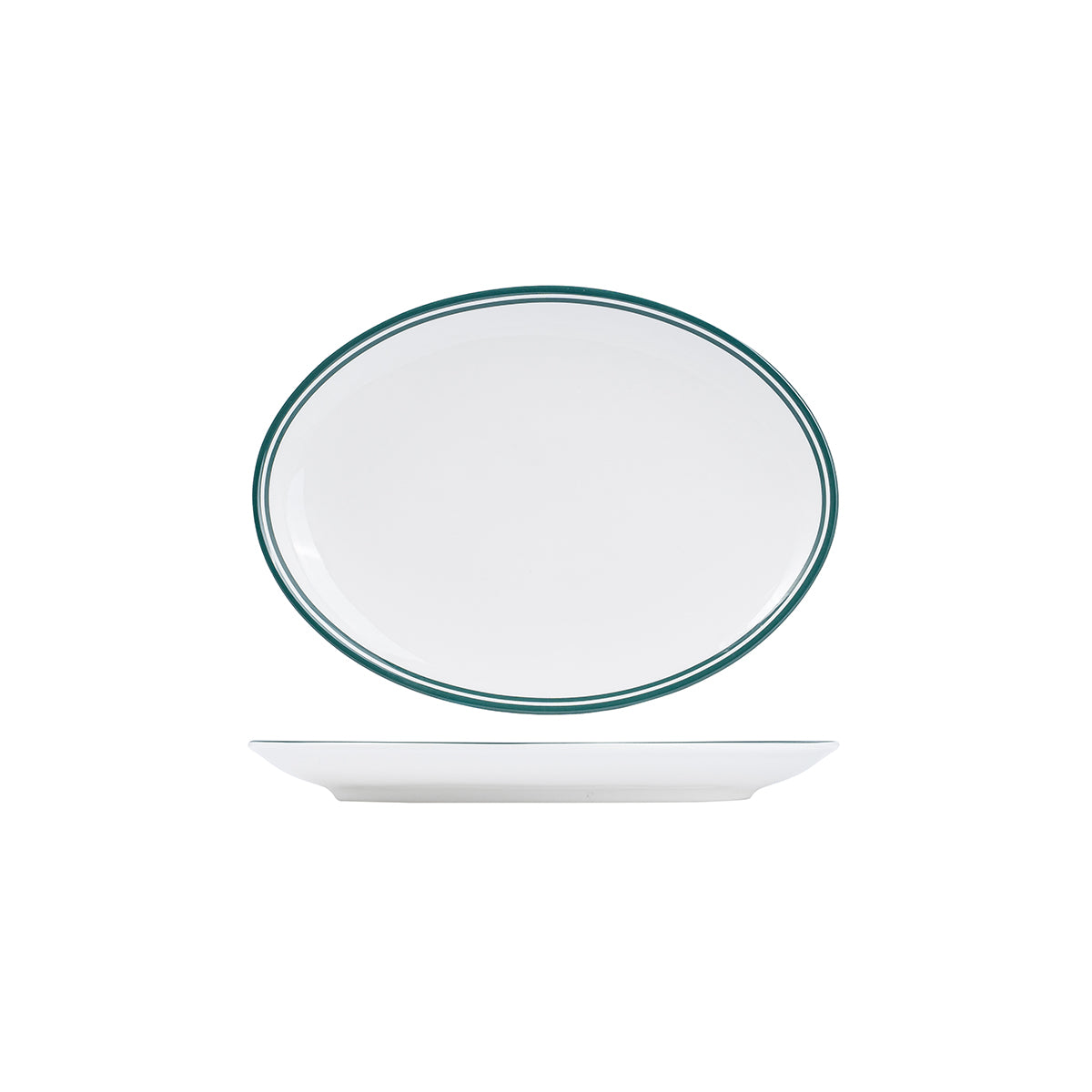 NOP26-G RAK Porcelain Nano Cru Green Oval Coupe Plate 190x260mm Leisure Coast Hospitality & Packaging