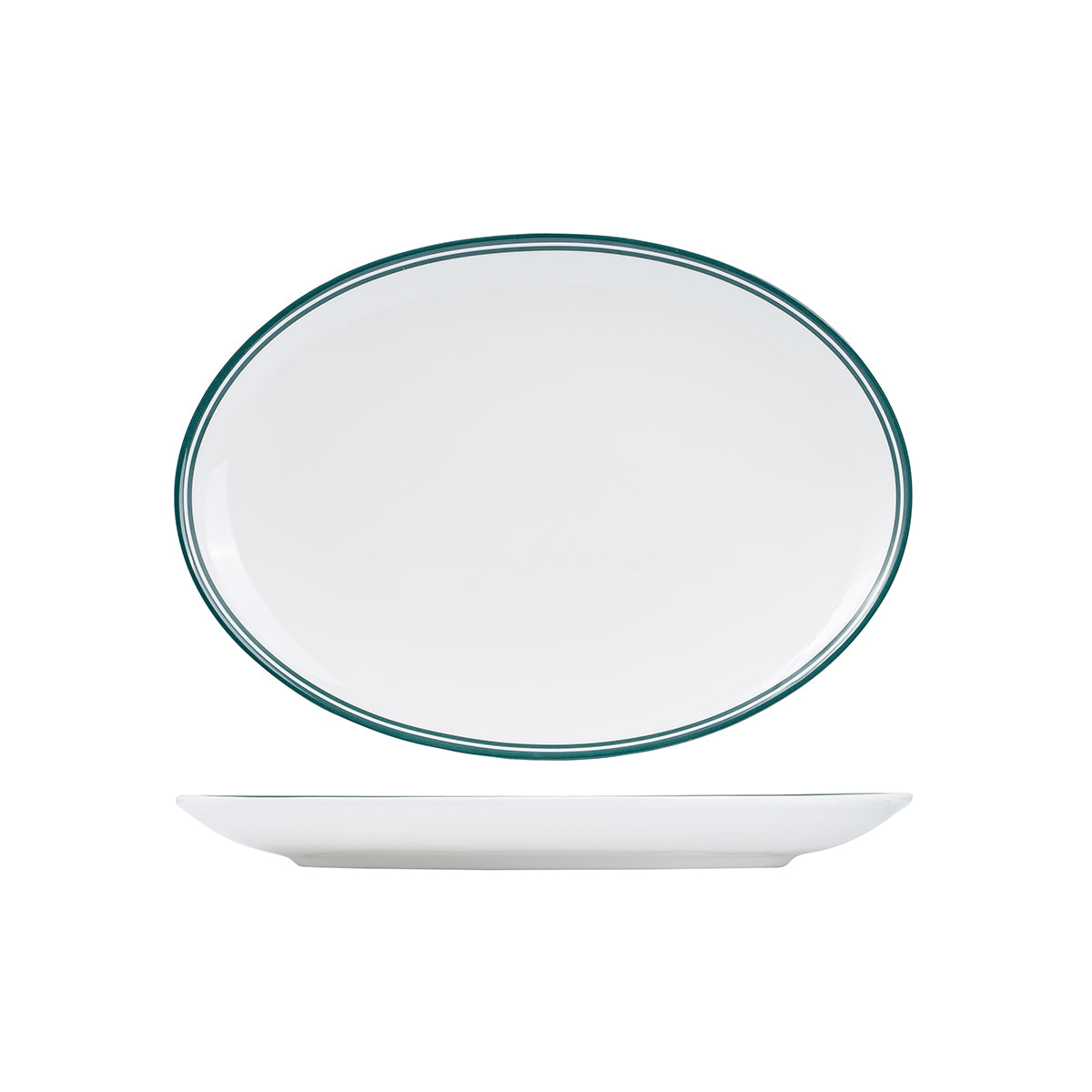 NOP32-G RAK Porcelain Nano Cru Green Oval Coupe Plate 230x320mm Leisure Coast Hospitality & Packaging