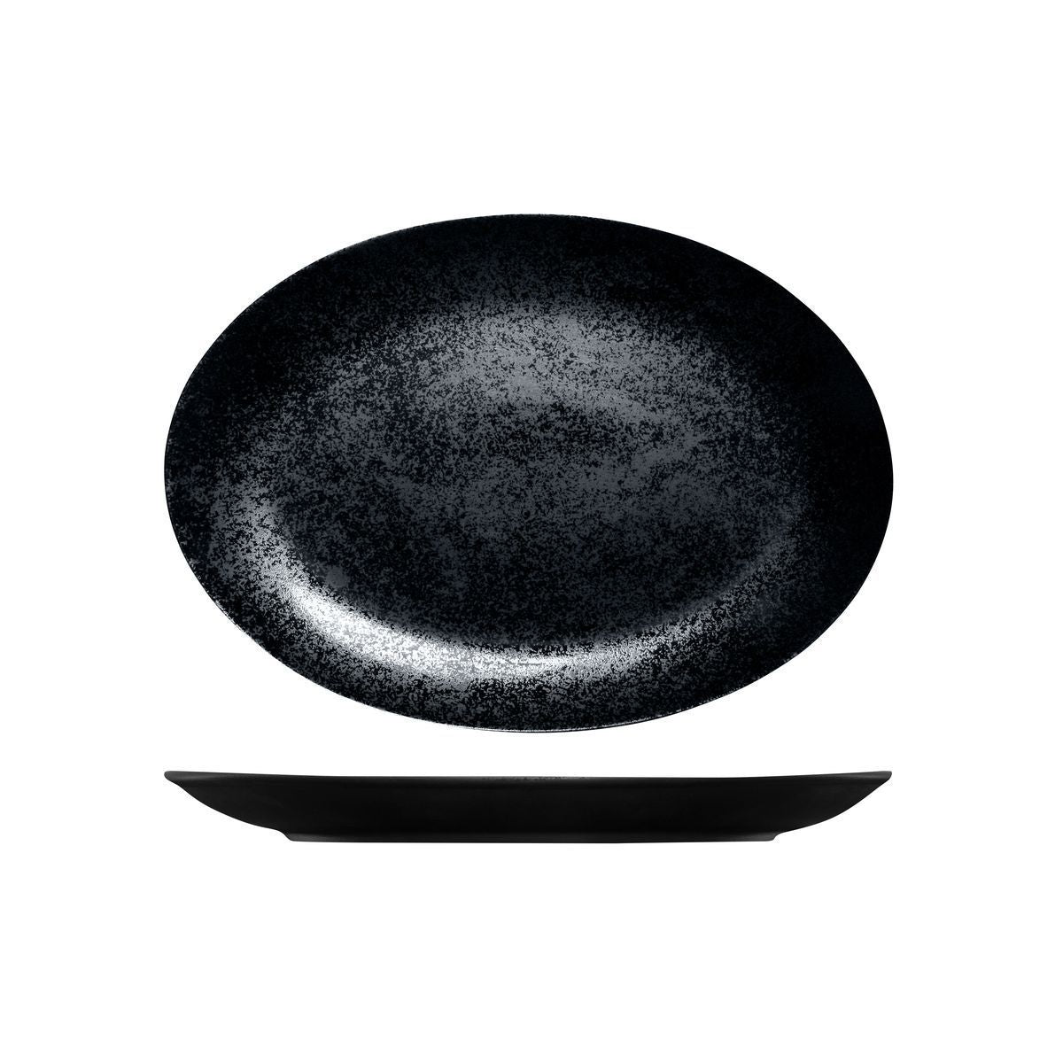RK4320-BK RAK Porcelain Karbon Black Oval Coupe Plate 320x230mm Leisure Coast Hospitality & Packaging