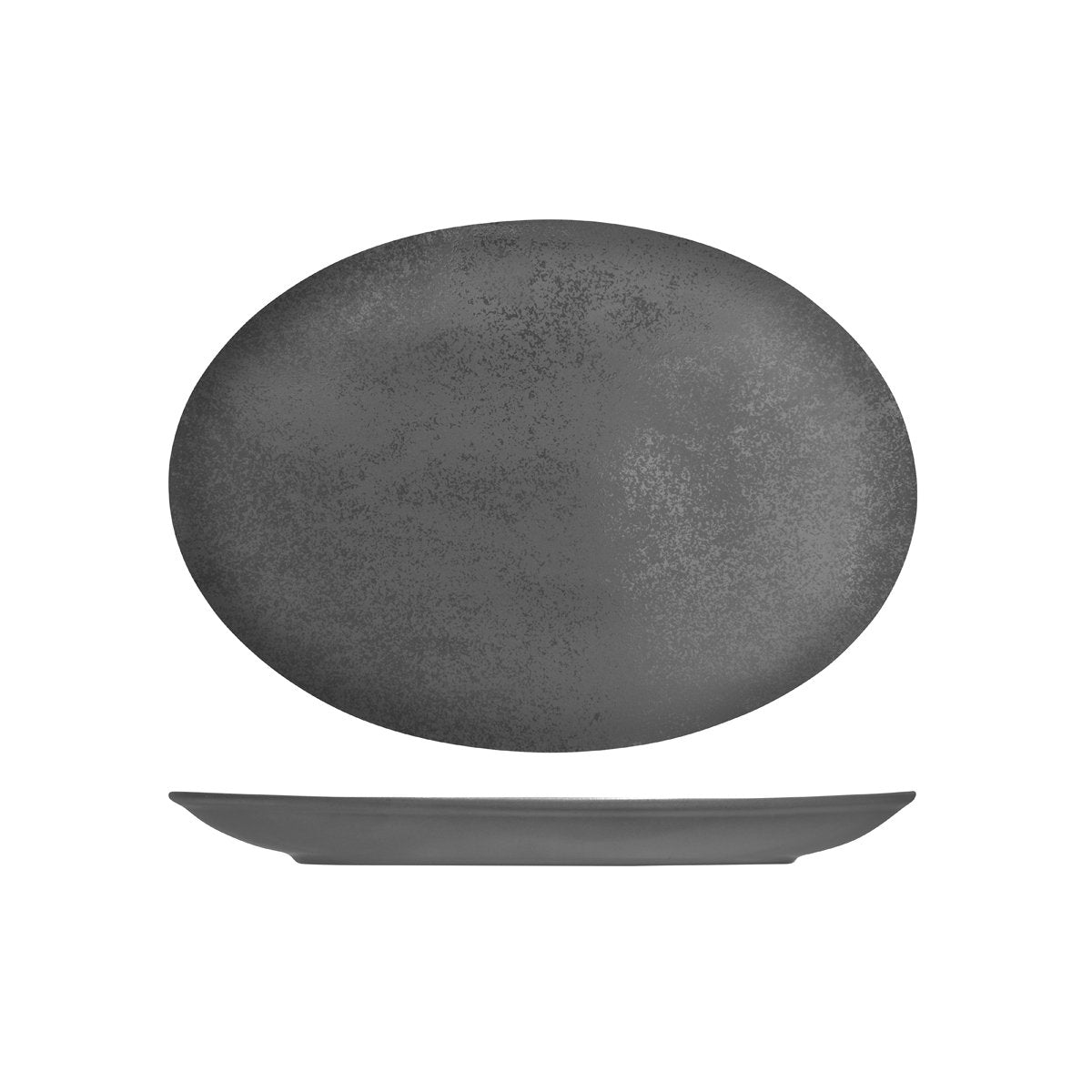 RK4320-GY RAK Porcelain Karbon Shale Oval Coupe Plate 320x230mm Leisure Coast Hospitality & Packaging