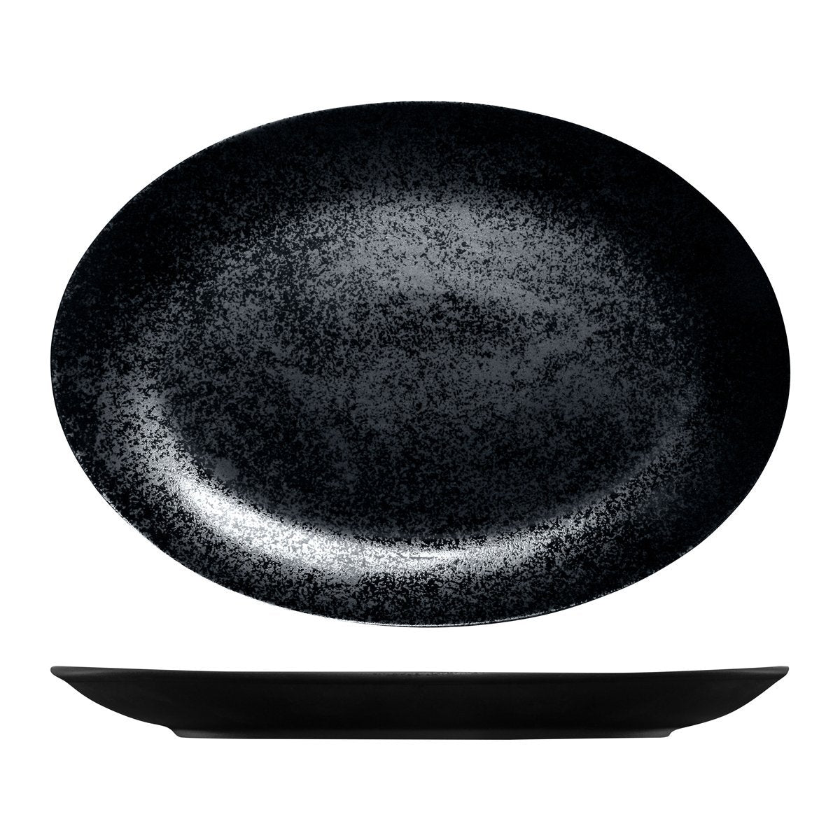 RK4360-BK RAK Porcelain Karbon Black Oval Coupe Plate 360x270mm Leisure Coast Hospitality & Packaging